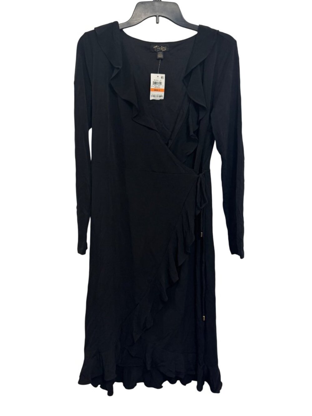 Thalia Sodi Black Wrap Dress Ruffled Long Sleeves Size S New With Tags